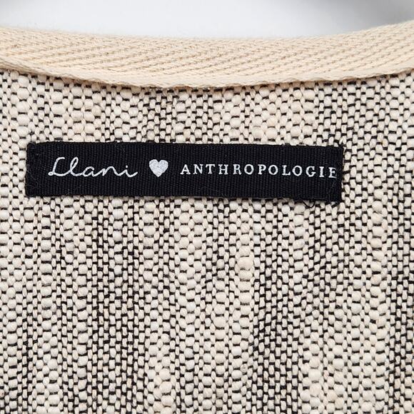 Llani Anthropologie Pilar Wrap Boho Cream Black Fringe Tassle Open Women OS - Picture 3 of 10